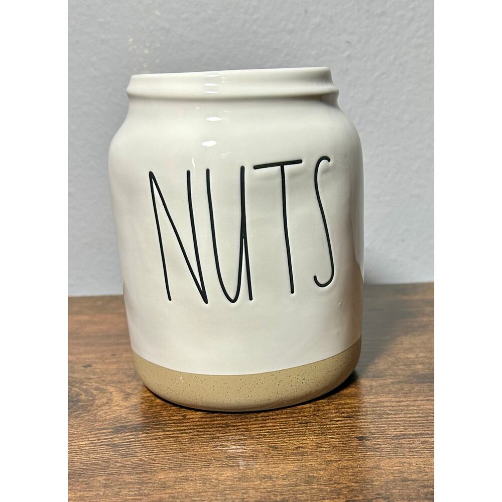 Rae Dunn by Mageneta 5” “NUTS” Ceramic Canister  White- No Lid